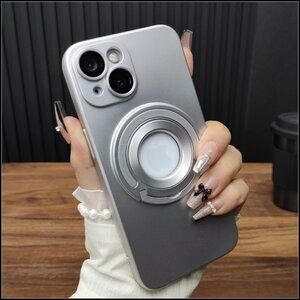 Silver Frosted Magnetic Ring Stand Case